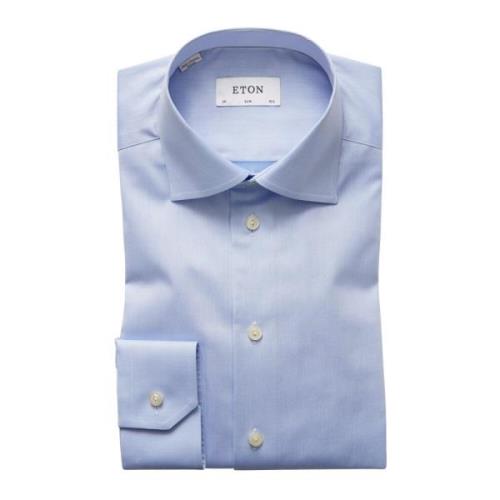 Blauw Slim Fit Zakelijk Overhemd Eton , Blue , Heren