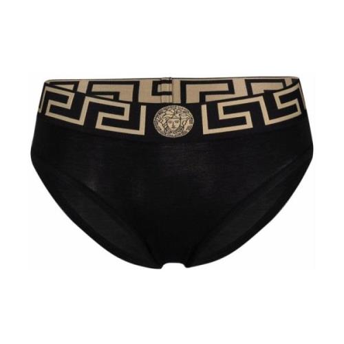 Zwarte Greca-Tailleband Briefs Versace , Black , Dames