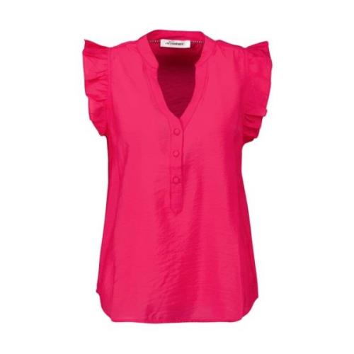 Ruches Top in Roze met V-hals Co'Couture , Pink , Dames