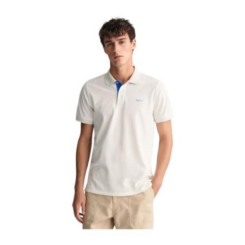 Stretch Katoenen Polo Shirt Regular Fit Gant , White , Heren
