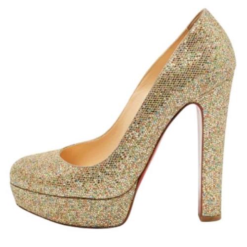 Pre-owned Fabric heels Christian Louboutin Pre-owned , Yellow , Dames