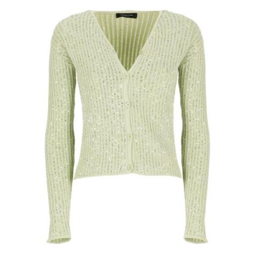 Groene Pailletten V-Hals Cardigan Sweater Fabiana Filippi , Green , Da...