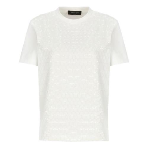 Witte Paillet Crew Neck T-shirt Fabiana Filippi , White , Dames
