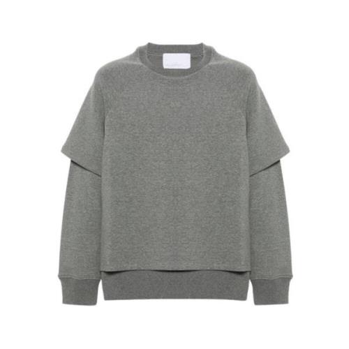 Gelaagde Grijze Sweatshirt Kort Over Lange Mouw Neil Barrett , Gray , ...