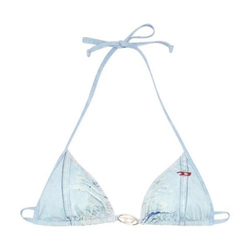 Triangle bikini top with denim print Diesel , Blue , Dames