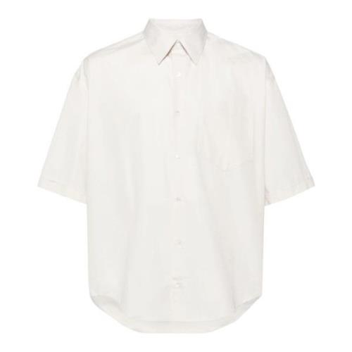 Lichtgrijze Katoenen Overhemd met Hartmotief Ami Paris , Gray , Heren