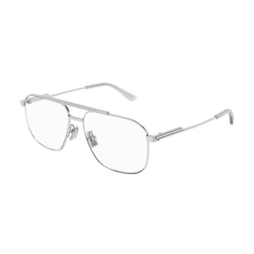 Silver Transparent Bv1159O Eyeglasses Bottega Veneta , Gray , Unisex