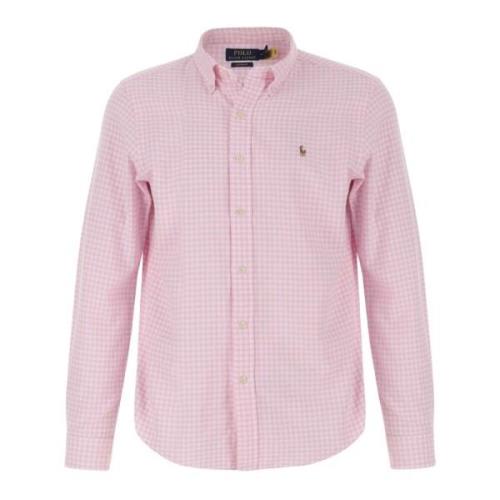 Vichy Patroon Katoenen Shirt Roze Wit Polo Ralph Lauren , Pink , Heren