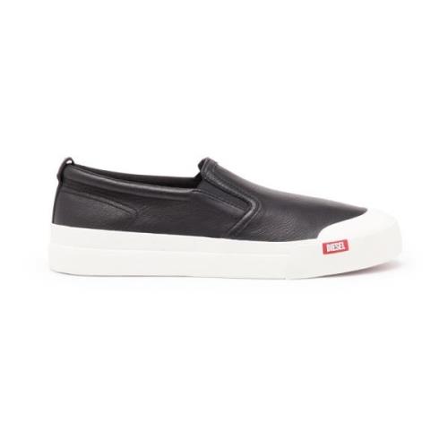 S-Athos Slip On - Slip-on sneakers in plain leather Diesel , Black , H...