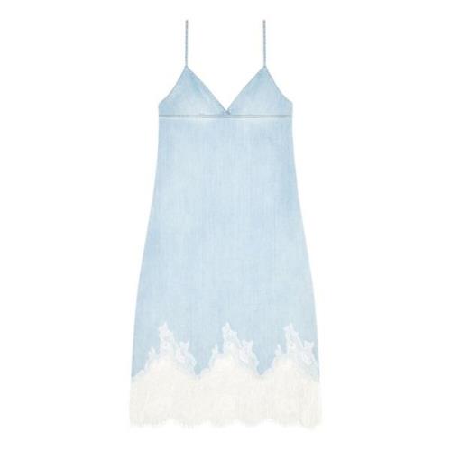 Strappy dress in denim and lace Diesel , Blue , Dames