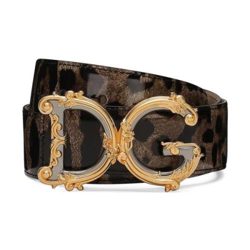 Luipaardprint Logo Plaque Riem Dolce & Gabbana , Brown , Dames