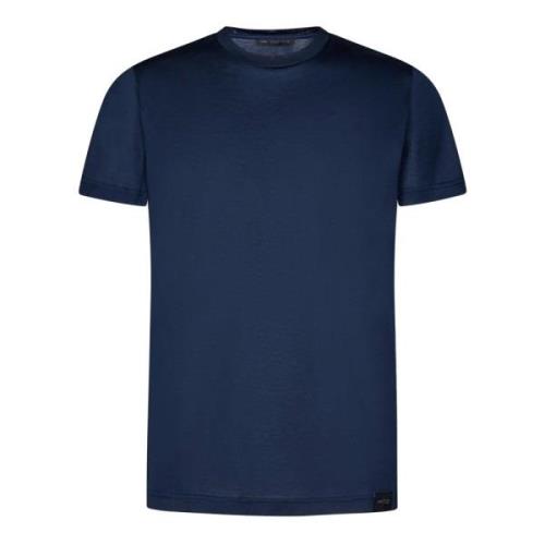 Blauw Katoenen T-shirt met Logo Low Brand , Blue , Heren