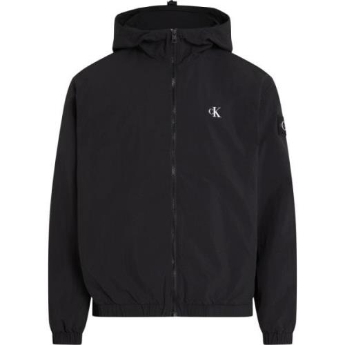 Zwarte Nylon Hoodie Jas Ss24 Calvin Klein , Black , Heren