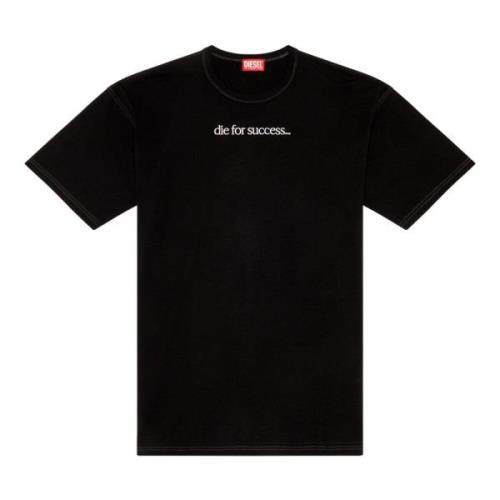 T-shirt with Die For Success embroidery Diesel , Black , Heren