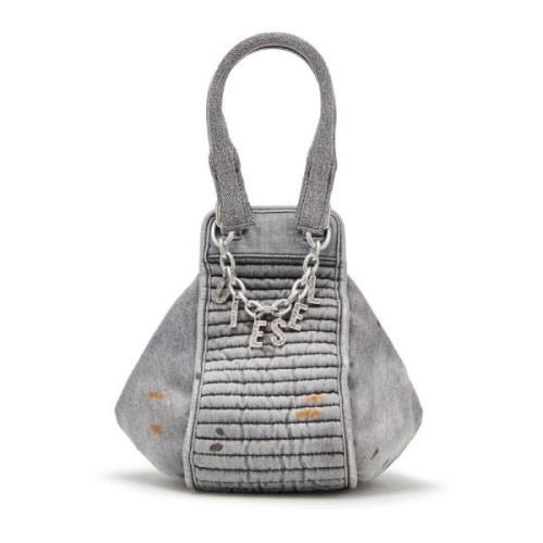 D-Vina-S - Small slouchy bag in solarised denim Diesel , Gray , Dames