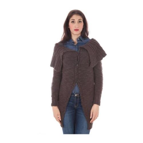 Bruine Wol Cardigan met Pin Detail Fred Perry , Brown , Dames