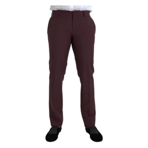 Maroon Slim Fit Dress Pants Dolce & Gabbana , Brown , Heren