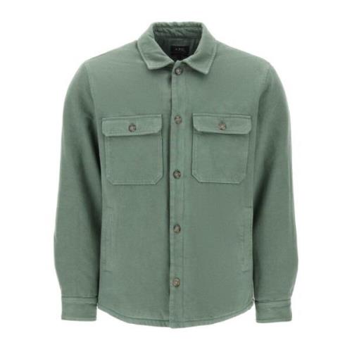 Gewatteerd Overhemd A.p.c. , Green , Heren