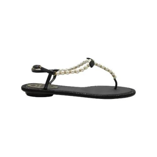 Pre-owned Leather sandals René Caovilla Pre-owned , Black , Dames