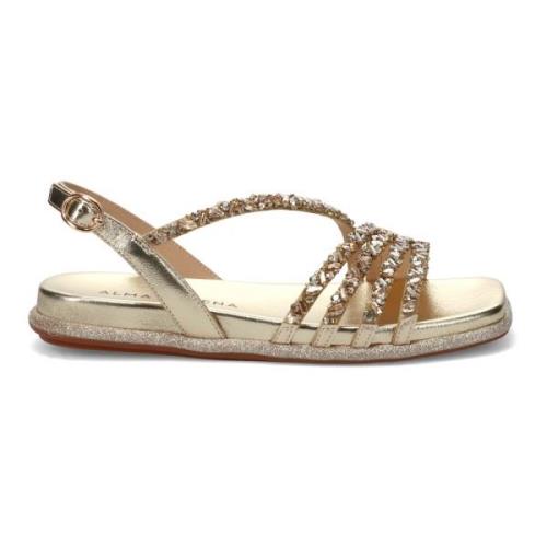 Gouden Sandalen Comfortabele Voetbed Alma EN Pena , Beige , Dames