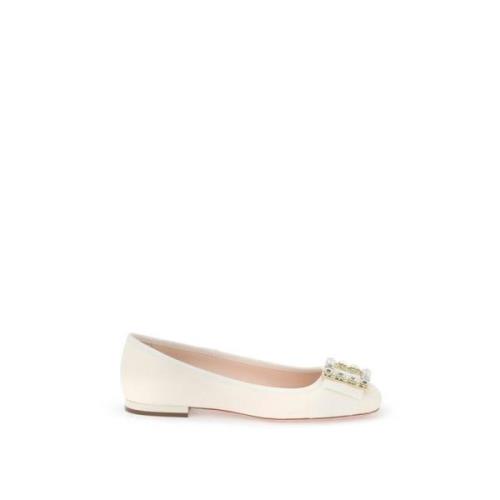 Kristallen Gesp Ballerina Schoenen Roger Vivier , White , Dames