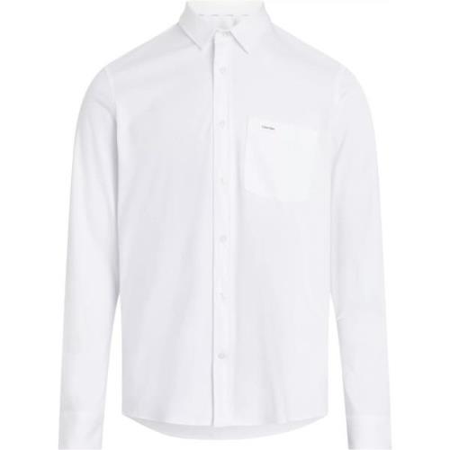 Glad Katoen Zak Slim Shirt Calvin Klein , White , Heren
