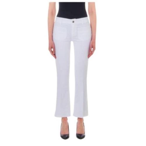 Crop Flare Jeans met Geborduurde Details Liu Jo , White , Dames