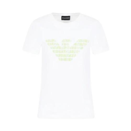 Biologisch Katoen Adelaar Geborduurd T-shirt Emporio Armani , White , ...