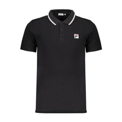 Zwarte Polo Shirt met Contrastdetails Fila , Black , Heren