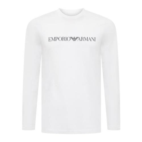 Bedrukt Logo Longsleeve T-shirt Emporio Armani , White , Heren