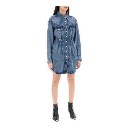 Denim Chemisier Jurk met Klepzakken Isabel Marant , Blue , Dames