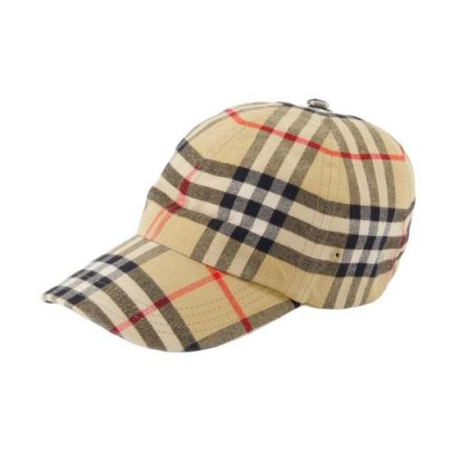 Geruite Snapback Pet Vintage Stijl Burberry , Beige , Unisex