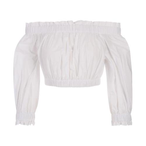 Witte Katoenen Off-Shoulder Crop Top P.a.r.o.s.h. , White , Dames