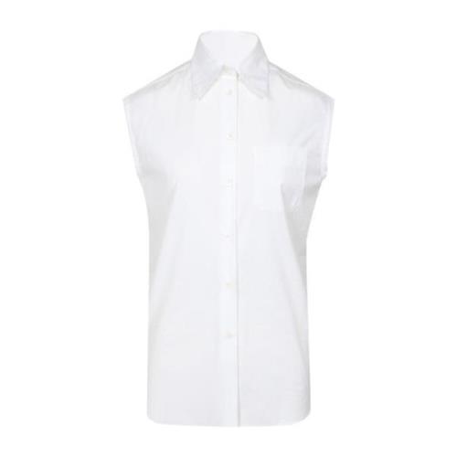 Witte Mouwloze Kraag Shirt N21 , White , Dames