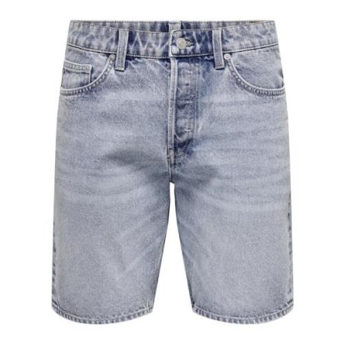 Klassieke Pasvorm Denim Shorts Only & Sons , Blue , Heren