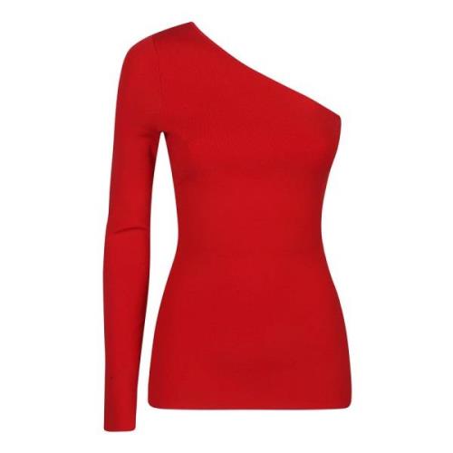 Elegant One Shoulder Top Victoria Beckham , Red , Dames