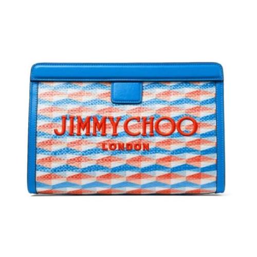 Avenue Tassen Blauw Diamant Print Jimmy Choo , Multicolor , Dames