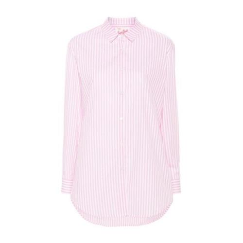 Roze Gestreept Overhemd met Geborduurde Slogan MC2 Saint Barth , Pink ...