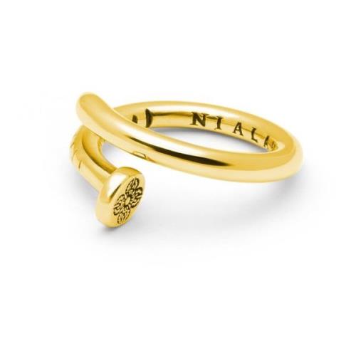 Men's Nail Ring with Dorje Engraving and Gold Finish Nialaya , Yellow ...