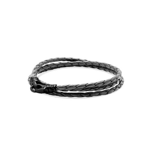 Men's Grey Metallic Wrap Around Leather Bracelet Nialaya , Gray , Here...