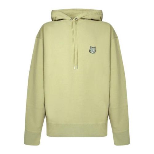 Beige Katoenen Hoodie Geborduurde Patch Maison Kitsuné , Green , Heren