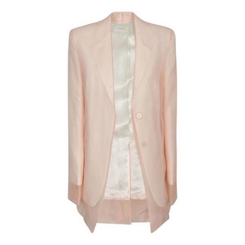 Witte Zijden Sheer Overlay Buitenkleding Sportmax , Pink , Dames