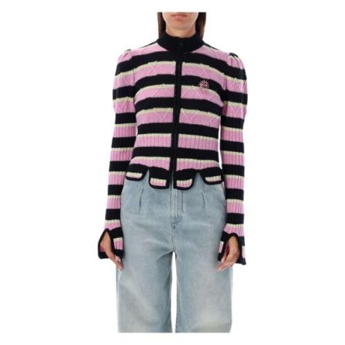 Divina Gebreide Zip-Up Sweater Roze/Geel Cormio , Multicolor , Dames