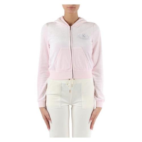 Fluwelen hoodie met strass Juicy Couture , Pink , Dames