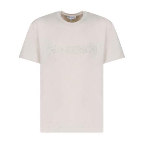 Beige Logo Geborduurd T-shirt JW Anderson , Beige , Heren