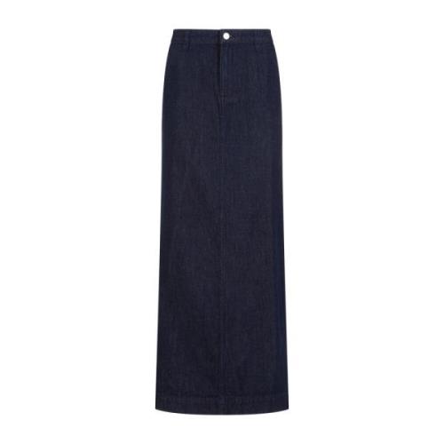 Indigo Blue Cotton Pencil Midi Skirt Theory , Blue , Dames