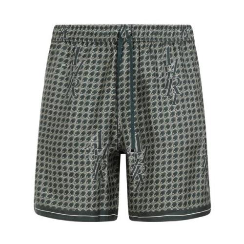 Groene Zijden Staggered Hounds Tooth Shorts Amiri , Green , Heren