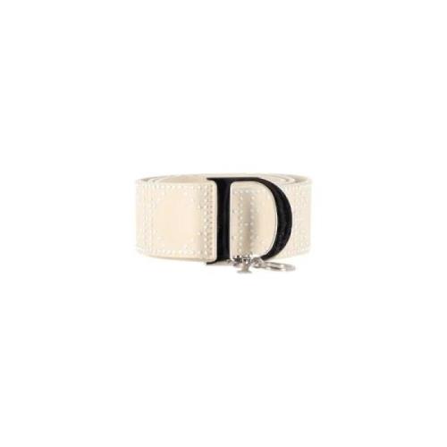 Pre-owned Leather belts Dior Vintage , White , Dames