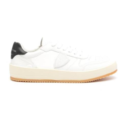 Witte Leren Sneakers met Zwarte Detail Philippe Model , White , Heren