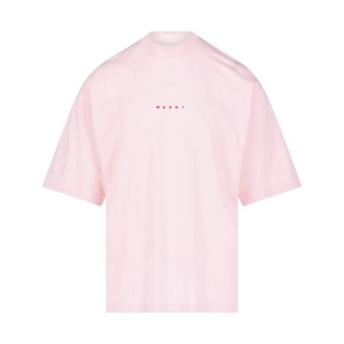 Biologisch Katoenen Roze Logo T-shirt Marni , Pink , Heren